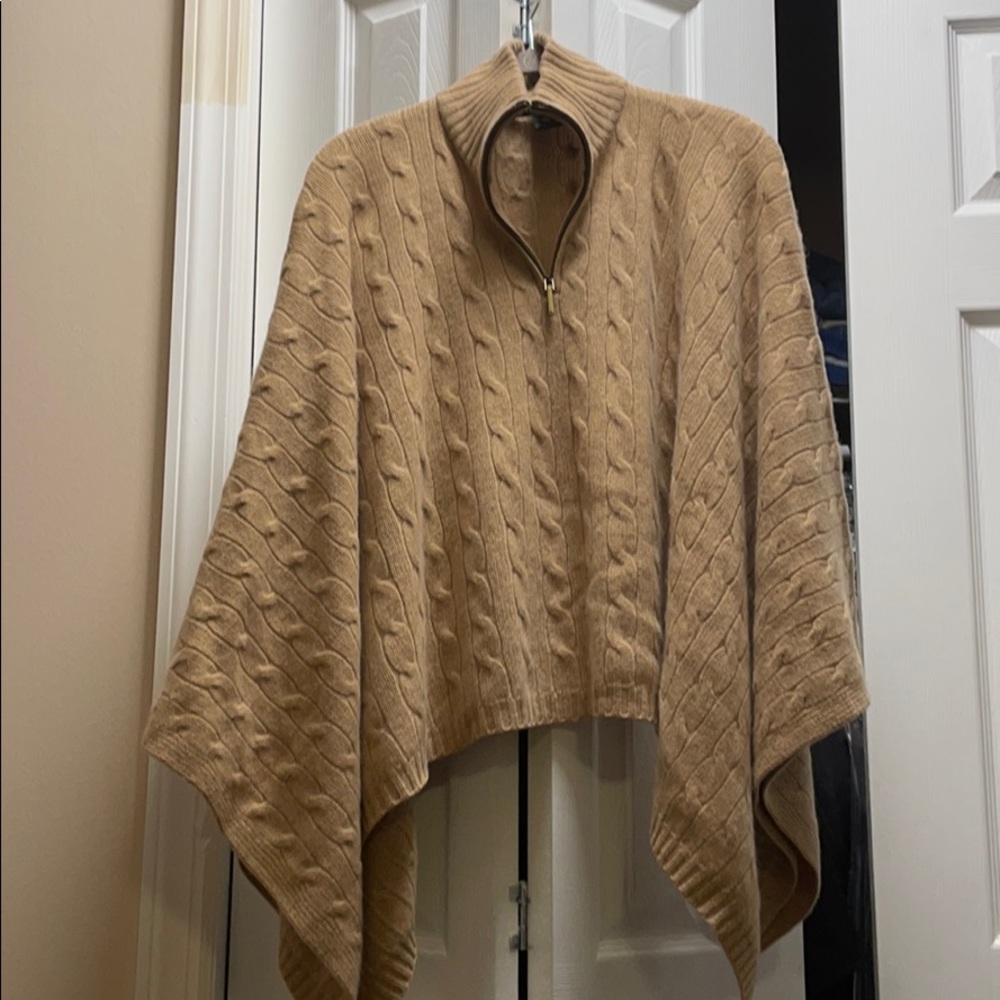 Ralph Lauren Black Label tan cashmere poncho M/L